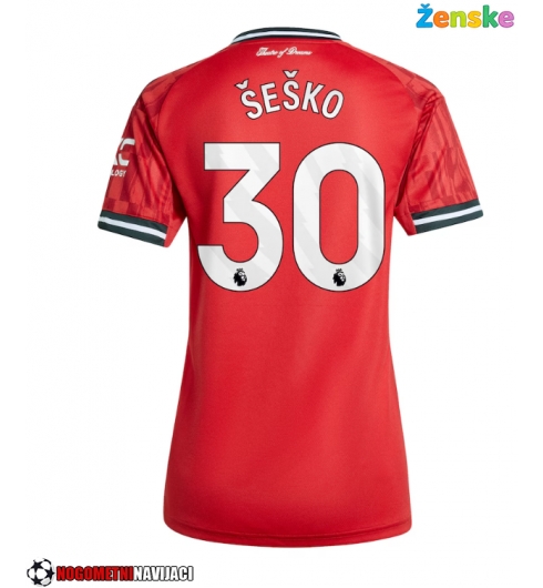 Ženske Nogometnih dresov Manchester United Benjamin Sesko #30 Domači 2025-26 Kratki rokavi Ženske Nogometnih dresov Manchester United Benjamin Sesko #30 Domači 2025-26 Kratki rokavi